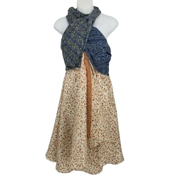 GipSea Styleget Womens Blue Paisley Silk Wrap Convertible Skirt Dress One Size - Picture 1 of 12